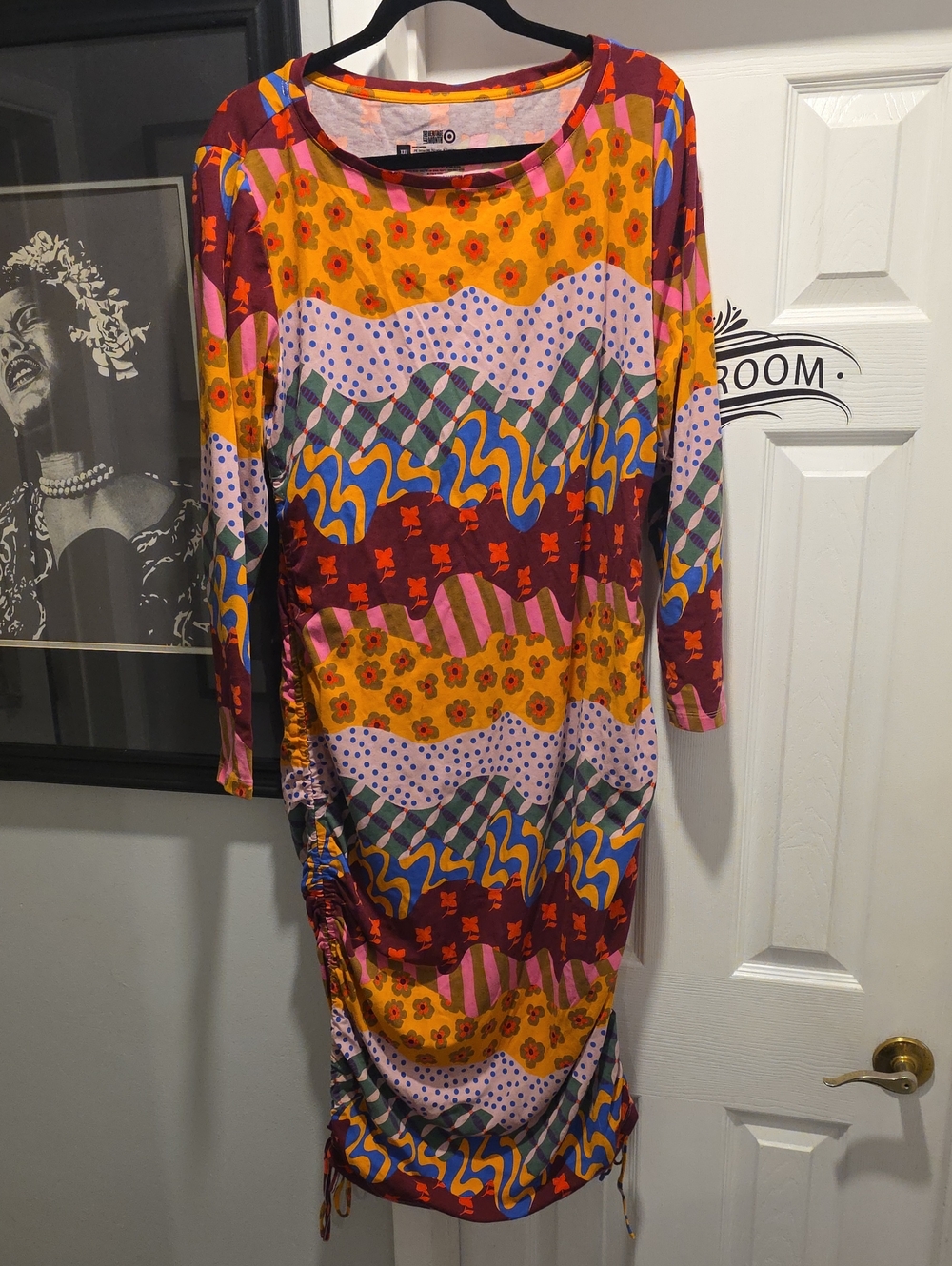 Black History Month Multicolor Floral Wave Long Sleeve Dress